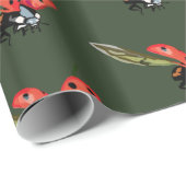 Papier Cadeau Mouche de Ladybird, coccinelles rouges (Coin rond)