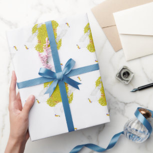 Papier Cadeau Mouette de Hanouka avec dreidel et gelt