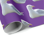 Papier Cadeau Mouette Posée En Violet (Coin rond)