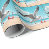 Papier Cadeau Mouette volant avec un haut de bikini (Coin rond)