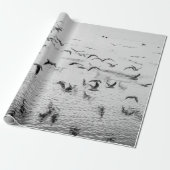 Papier Cadeau Mouettes en mouvement, image d'art noir et blanc (Déroulé)