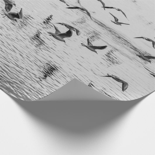Papier Cadeau Mouettes en mouvement, image d'art noir et blanc (Coin)