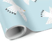 Papier Cadeau Mouettes mignonnes sur bleu clair (Coin rond)