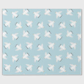 Papier Cadeau Mouettes mignonnes sur bleu clair (Plat)