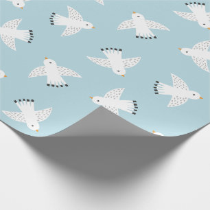 Papier Cadeau Mouettes mignonnes sur bleu clair