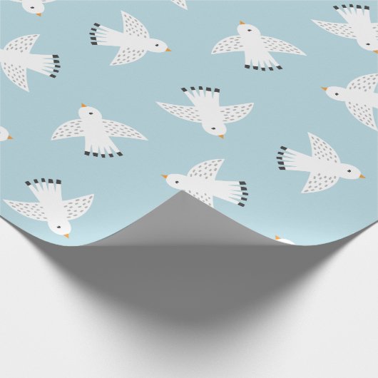 Papier Cadeau Mouettes mignonnes sur bleu clair (Coin)