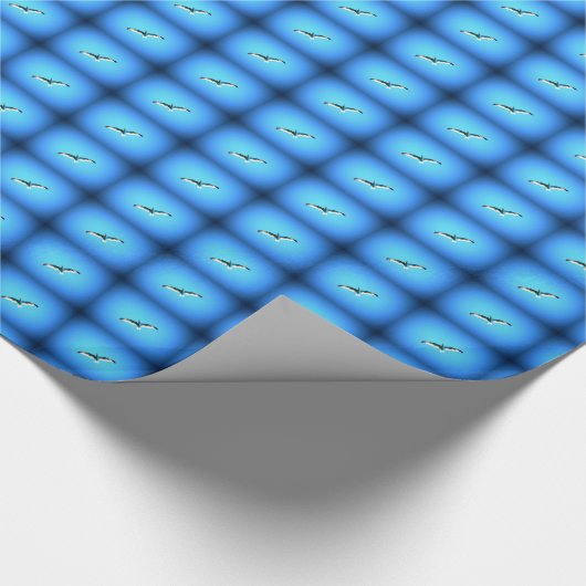 Papier Cadeau mouettes sur papier bleu (Coin)