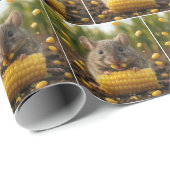 Papier Cadeau Mouse Enjoying an Ear of Corn (Coin rond)
