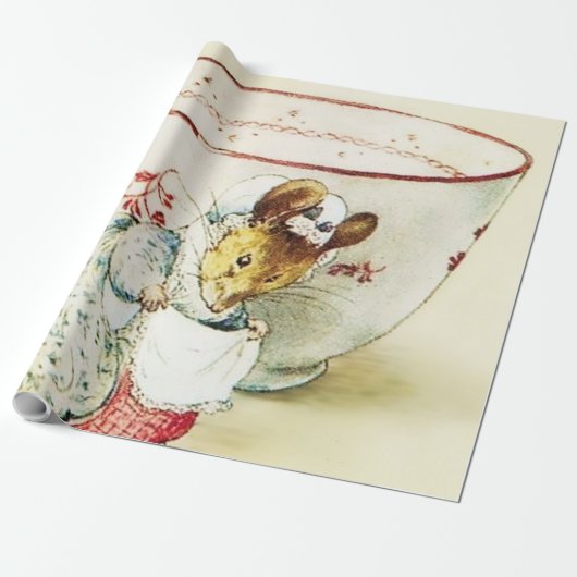 Papier Cadeau "Mouse Seamstress and Teacup" de Beatrix Potter (Déroulé)