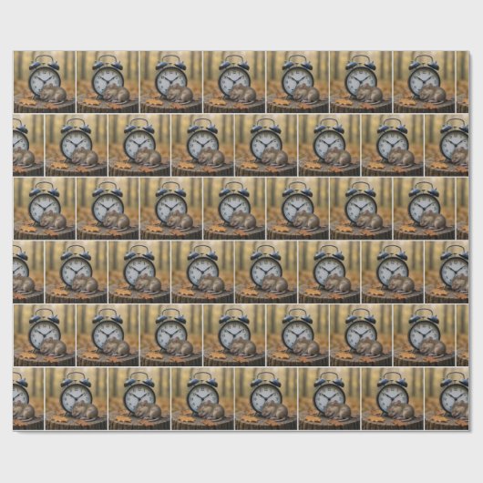 Papier Cadeau Mouse Sleeping By an Alarm Clock (Plat)