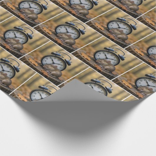 Papier Cadeau Mouse Sleeping By an Alarm Clock (Coin)