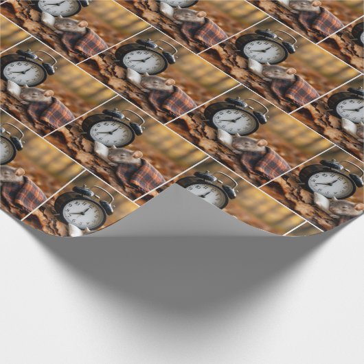 Papier Cadeau Mouse Sleeping By an Alarm Clock (Coin)