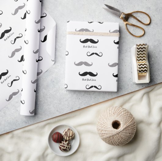 Papier Cadeau Moustache noire et blanche (Artisanat)