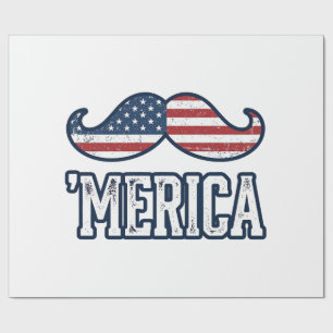 Papier Cadeau Moustache patriotique américaine en détresse Vecto