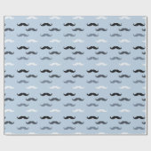 Papier Cadeau Moustaches noires bleues (Plat)