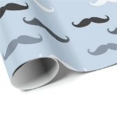 Papier Cadeau Moustaches noires bleues (Coin rond)