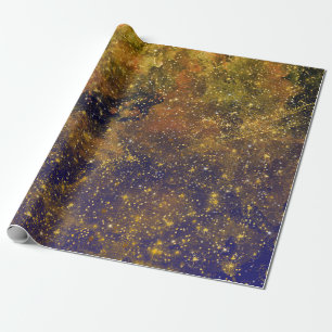 Papier Cadeau Moutarde céleste de firmament de galaxie d'or