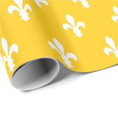 Papier Cadeau Moutarde Fleur de Lys Victorienne (Coin rond)