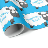 Papier Cadeau Mouton Anniversaire Soirée Caricature (Coin rond)