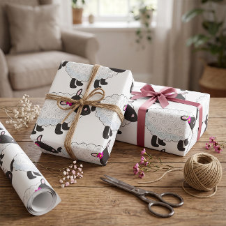 Papier Cadeau Mouton Noir Avec Laine Blanche