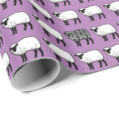 Papier Cadeau Mouton noir damassé au violet (Coin rond)