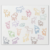 Papier Cadeau Moutons colorés (Plat)