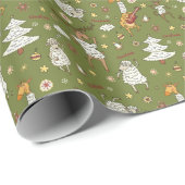 Papier Cadeau Moutons de Noël : Illustration Vintage animale. (Coin rond)