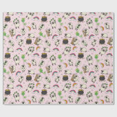 Papier Cadeau Moutons et trèfles de la Saint-Patrick rose pour e (Plat)