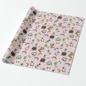 Papier Cadeau Moutons et trèfles de la Saint-Patrick rose pour e (Déroulé)