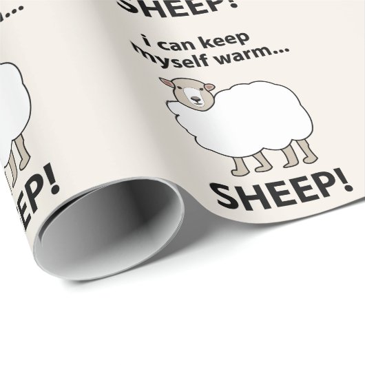 Papier Cadeau Moutons Je Peux Me Garder Moutons Chauds (Coin rond)
