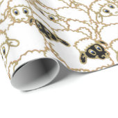 Papier Cadeau moutons, troupeau énorme noir et blanc (Coin rond)