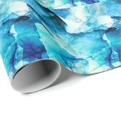 Papier Cadeau mouvement bleu Abstrait : composition fractale. (Coin rond)