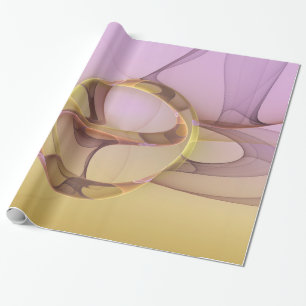 Papier Cadeau Mouvements Abstraits Art Fractal Rose Doré Moderne