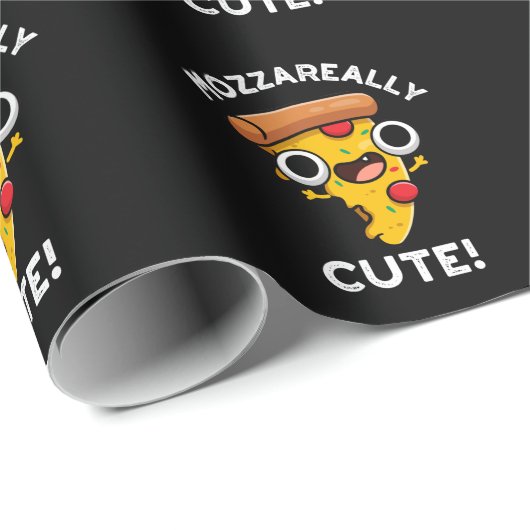 Papier Cadeau Mozza vraiment mignon Pizza Pun Dark BG (Coin rond)