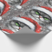 Papier Cadeau Mr. Grumpy Face (Gray) Christmas Cat (Coin)