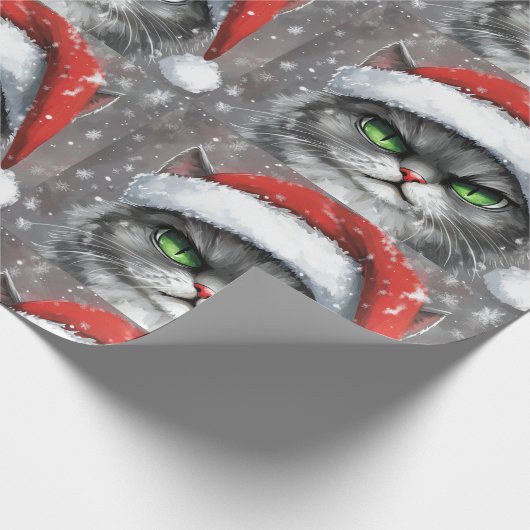 Papier Cadeau Mr. Grumpy Face (Gray) Christmas Cat (Coin)
