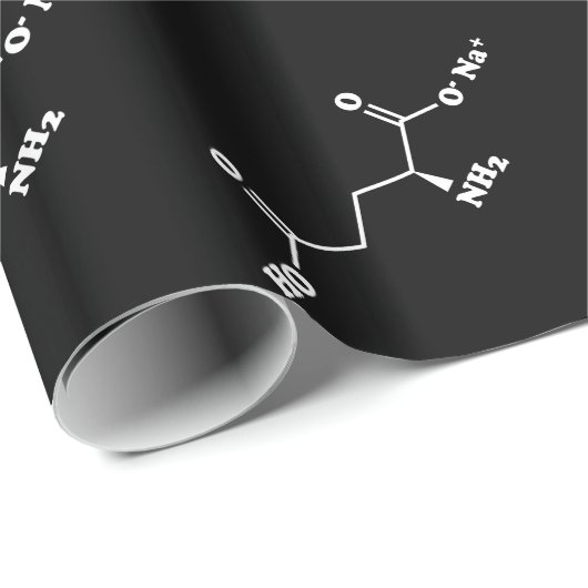 Papier Cadeau MSG Monosodium Glutamate Molecule Formule chimique (Coin rond)