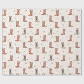 Papier Cadeau Muet Pastels Noël Vacances Bottes Occidentales mig (Plat)