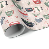 Papier Cadeau Mug café de Noël (Coin rond)