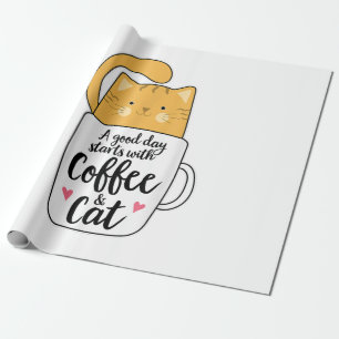 Papier Cadeau Mug de café chat orange drôle amateur de chat