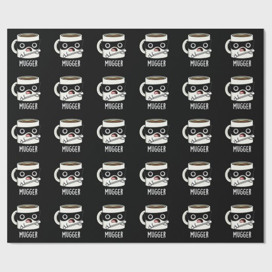 Papier Cadeau Mugger Funny Mug Puns Dark BG (Plat)