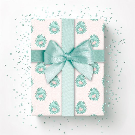 Papier Cadeau Mughal Bloom Dot in Teal and Flamingo