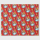 Papier Cadeau Mugs de Noël au chocolat chaud et biscuits (Plat)