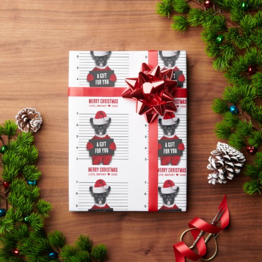 Papier Cadeau Mugshot Mauvais Père Noël Chien Drôle Noël (Cadeau de vacances)