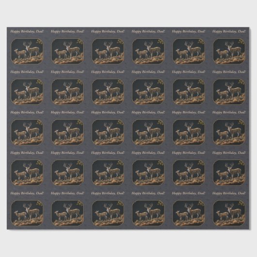 Papier Cadeau Mule Deer Buck et Doe Grey Custom (Plat)