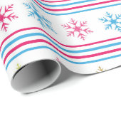 Papier Cadeau Multi-color snowflakes (Coin rond)