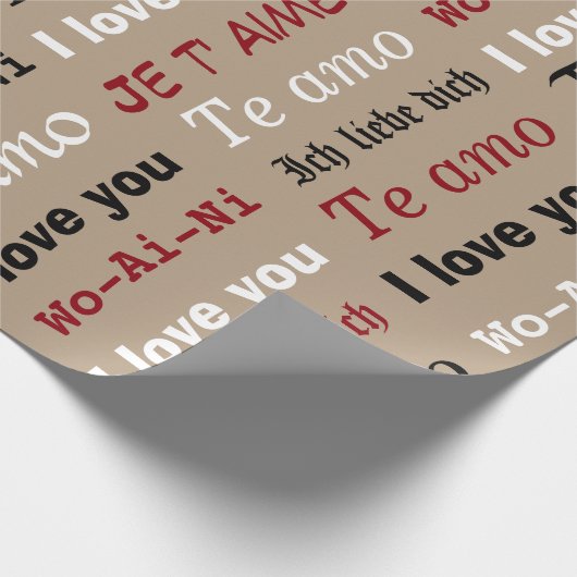 Papier Cadeau Multi-Lingual Je T'Aime (Coin)