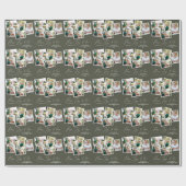 Papier Cadeau Multi photo moderne élégant script vert olive (Plat)