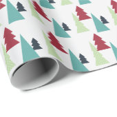 Papier Cadeau Multicolor Christmas Trees Pattern (Coin rond)