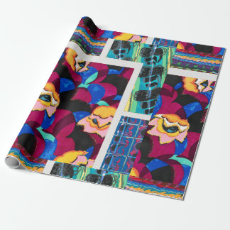 Papier Cadeau multicolore vintage fleuri